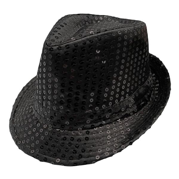 Barnens paljett jazzhatt, hållbar cosplay, mask, Panama hatt, glänsande, scen dansföreställning, semester black No,