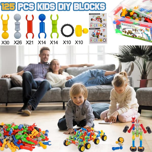 Byggpolleksaker för barn, 125-delars blockspel No, No,