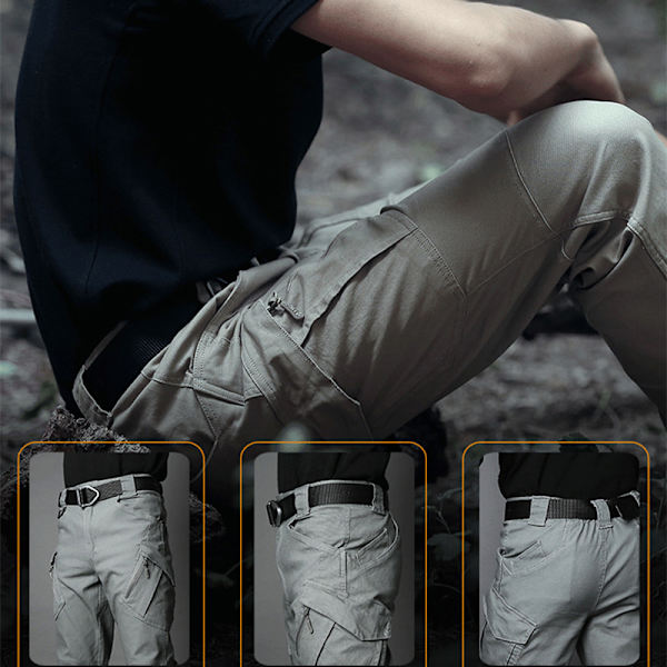 Urban byxor för män, icke-standard träningskläder, slitstarka, vattentäta, multi-ficka, snabbtorkande Khaki 1 EU: 4XL