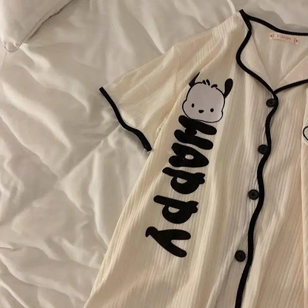 Sanrioed - Barnens 2-delade Kawaii pyjamas set, mjuk bomullströja, byxor, tecknad heminredning, Kuromi Pochacco Anime, charmig och elegant present B 2XL 67-75 kg
