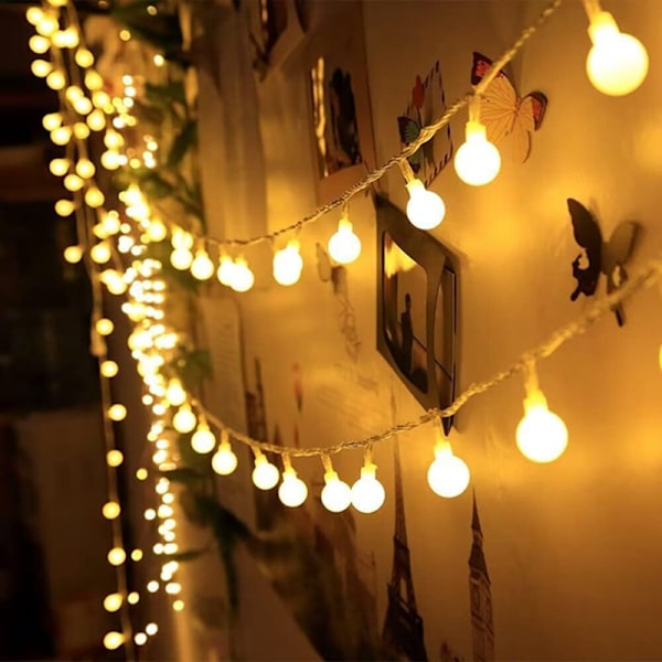 Vattentät batteridriven/USB-driven LED-ballong ljusslinga, lämplig för trädgård, jul, bröllop, festdekoration Warm white 10M80LED-USB interface