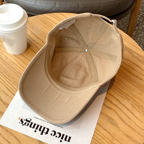 Justerbar basebollkeps för par, mjuk bomullskeps med solskydd, bokstavsbroderi, koreansk stil, hiphop, sommar Khaki No,