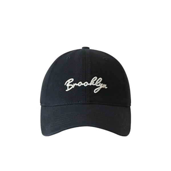 Justerbar basebollkeps för par, mjuk bomullskeps med solskydd, bokstavsbroderi, koreansk stil, hiphop, sommar black No,