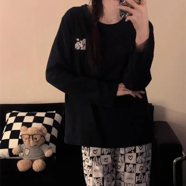Minio Snoopy damkläder, långärmad tecknad nattskjorta, är ett idealiskt val för födelsedagspresenter, vår och höst Snoopy L