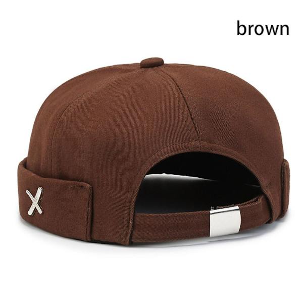 Vinglös dockhatt för pojkar och flickor i tvättstil, utomhus justerbar retro bomullsdomhatt, enfärgad melonhatt Brown No,