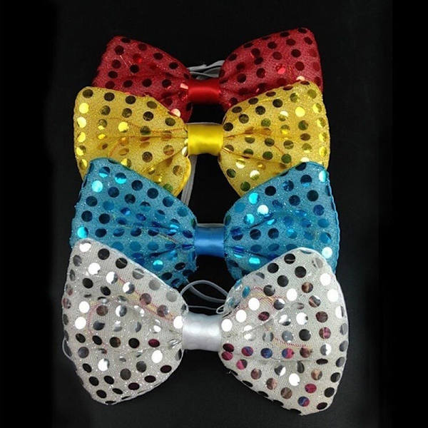 LED-ljus slips för män, paljettslips, slumpmässig färg, 1 st bow No,