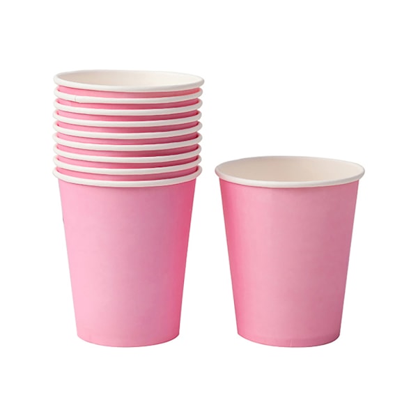 Massiva tjocka pappersmuggar engångsbruk, engångsbruk för bröllop, födelsedagsfester och helgdagar, 10 stycken, 9 uns, 250 milliliter Pink No,