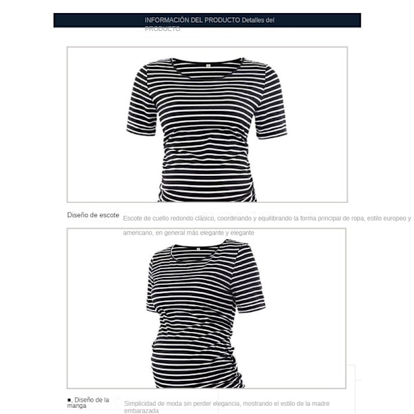 Randig klänning med korta ärmar, rund hals, gravidkläder grey XL Company