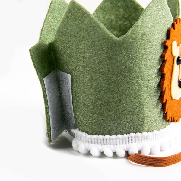 Födelsedagsfest tecknad lejon filt krona hatt, barns första födelsedagsfest dekoration leveranser, djungel tema, 1 stycke Style-C No,