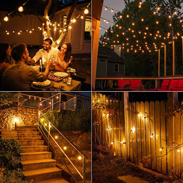 Utomhus LED-repbelysning G40 15M 50 st IP65 Plastglödlampa Balkongkrans Bröllop och julfestdekoration Fe-ljus 15M 50 bulbs No,