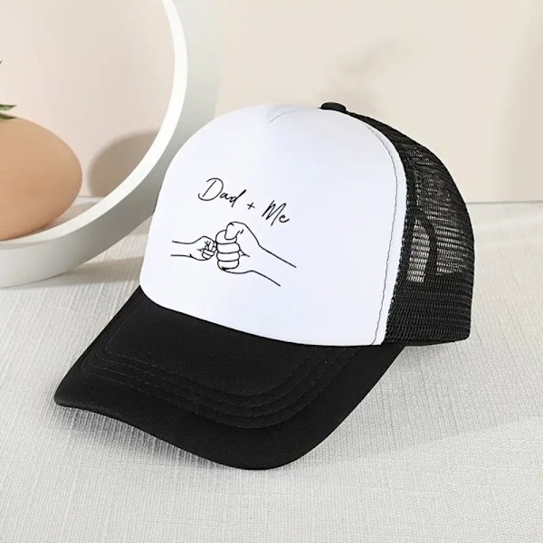 Retro DAD+ME basebollkeps, andningsbar justerbar broderad mesh solhatt, hiphop solhatt, trendig Red and White No,