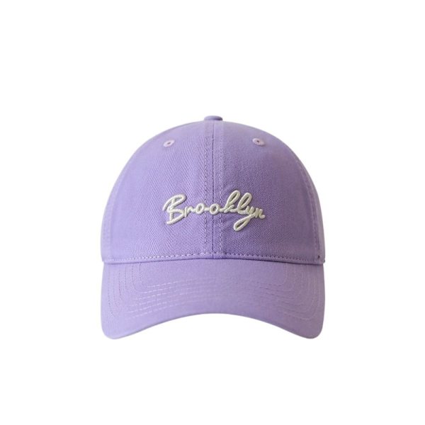 Justerbar basebollkeps för par, mjuk bomullskeps med solskydd, bokstavsbroderi, koreansk stil, hiphop, sommar Purple; No,