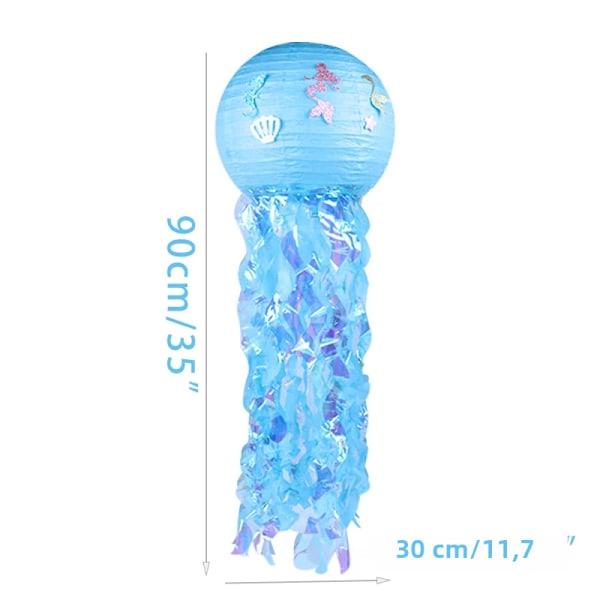 Gelatin fiskpapperslykta, rosa, lila, blå, undervattenslykta hänge, havsnät, sjöjungfru, födelsedagsfestdekorationer, tillbehör Style C No,