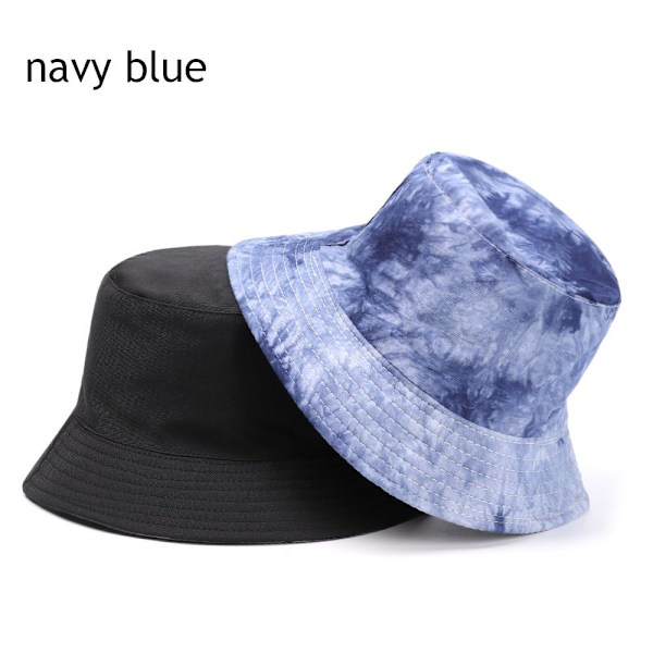 Dubbelsidig hopfällbar bomullsfiskarhatt, hiphop-fiskarhatt, sommar casual solhatt Navy Blue No,