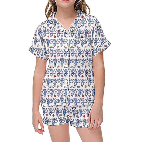 Barnens kanintryck pyjamas set, kortärmad T-shirt och shorts, 2 pyjamas E-Blue 2-3 years
