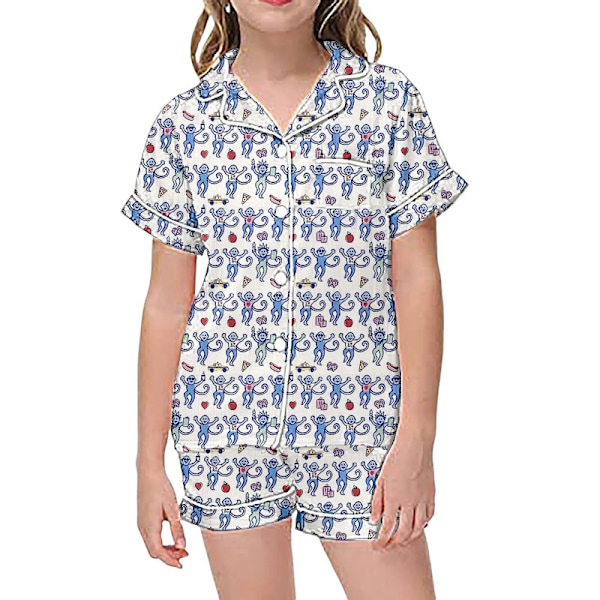Barnens pyjamas set med kanintryck, kortärmad T-shirt och shorts, 2 pyjamas orange 12-13 years old
