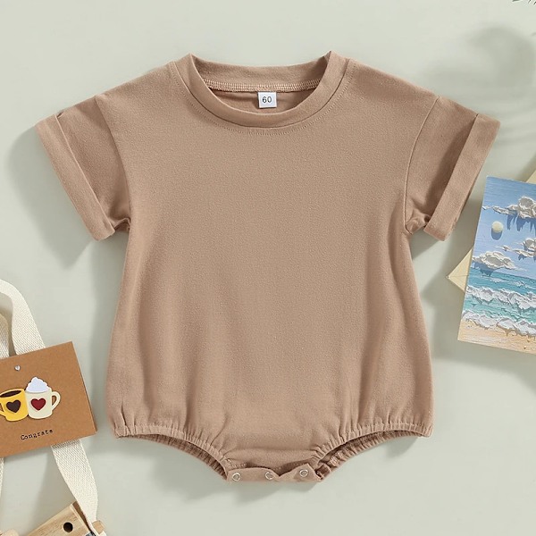 Baby kortärmad Bailey, stor T-shirt, jumpsuit, sommaroutfit Beige Arena 18 months