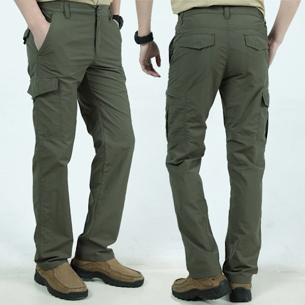 Urban byxor för män, icke-standard träningskläder, slitstarka, vattentäta, multi-ficka, snabbtorkande Army Green 1 EU: 4XL