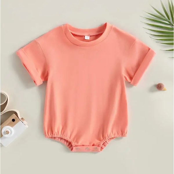 Baby kortärmad Bailey, stor T-shirt, jumpsuit, sommaroutfit pinkish 3 meters