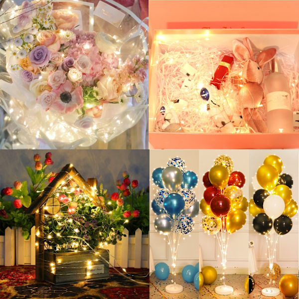 Inomhus, fest, bröllop, jul, födelsedag, blommor, 3 lägen, 1 m, 39 tum, 10-pack miniled-koppartrådsljusslinga None+0.5W XJN100C