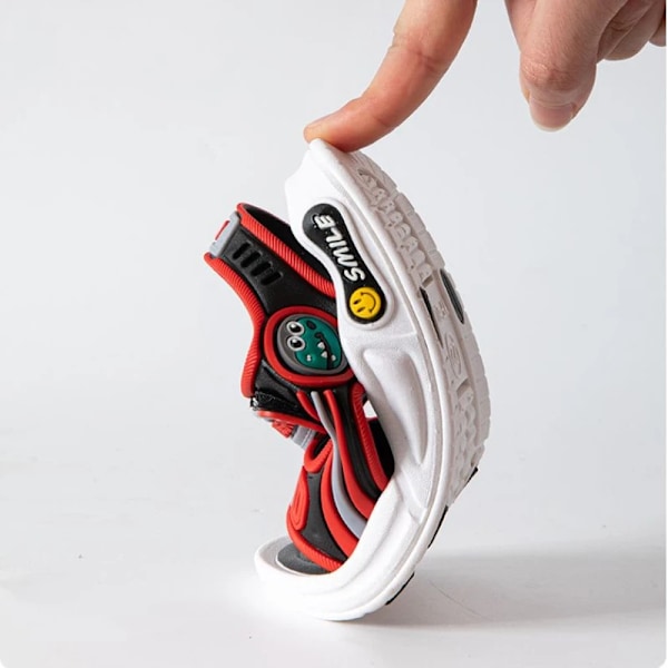 Mjuka halkfria sandaler för bebisar, stränder för pojkar och flickor i åldern 2 till 10, vacker tecknad stil red 35 (insole 21.5 cm)
