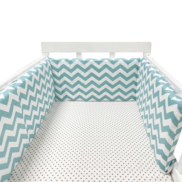 Nordic Star spjälsäng, tjock stötfångare, blixtlåsförsedd design, endelssäng, skyddspad för spjälsäng, 200x30 cm kudde Blue stripe on the 23rd No,