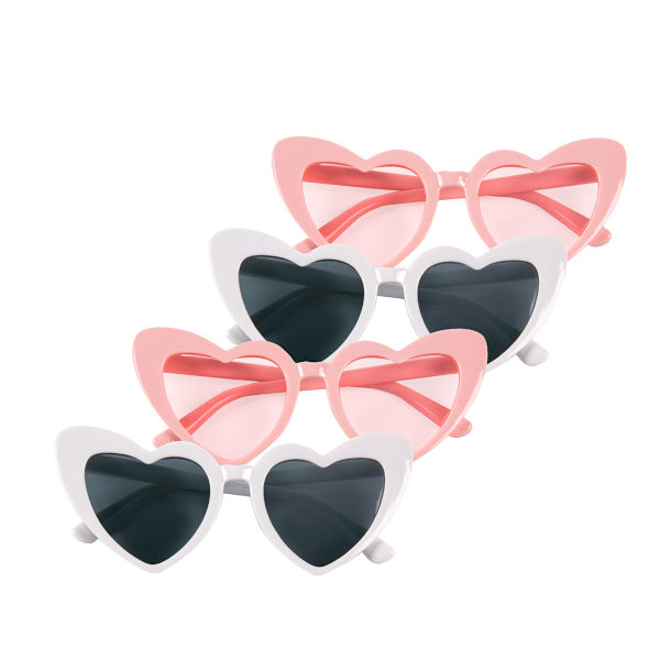 Brudtärna hjärtformade solglasögon, svarta, vita och rosa fotosolglasögon för singelfester, bröllopssouvenirer, bröllopsduschdekorationer, presenter 6-piece set - C No,