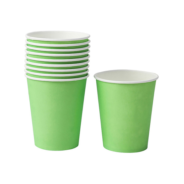 Engångsmuggar av tjockt papper, engångsbestick för bröllop, födelsedagsfester och helgdagar, 10 stycken, 9 uns, 250 milliliter green No,