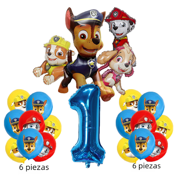 PAW PATROL tecknad aluminium ballong set med 17 delar, perfekt för barnkalas 7 No,