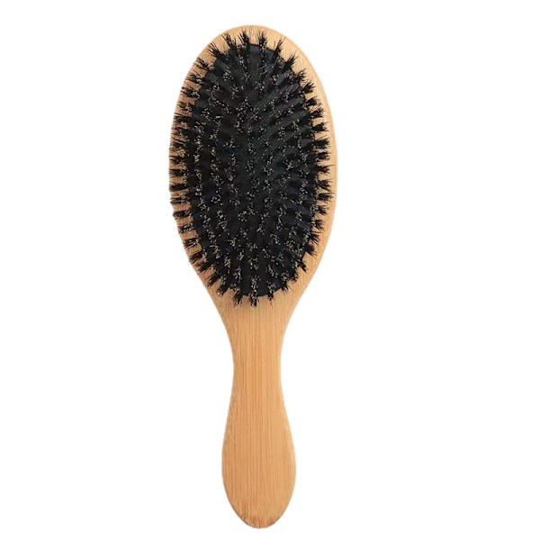 Naturlig vildsvinsmanborste, bambuhandtag herr läder antistatisk massagekam, 1 st. 1 piece No,
