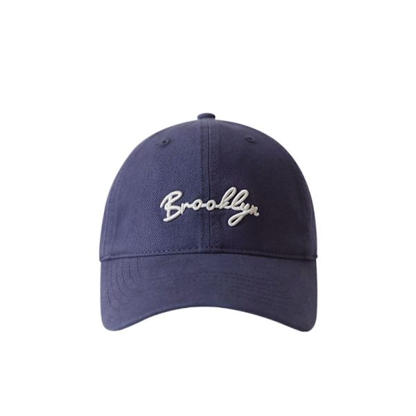 Justerbar basebollkeps för par, mjuk bomullskeps med solskydd, bokstavsbroderi, koreansk stil, hiphop, sommar Navy Blue No,