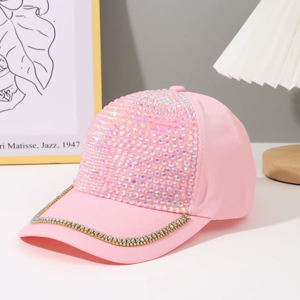 Justerbara strass baseballkepsar för kvinnor och flickor, lyxiga bomullsbaseballkepsar för utomhussporter, glitterkepsar white No,