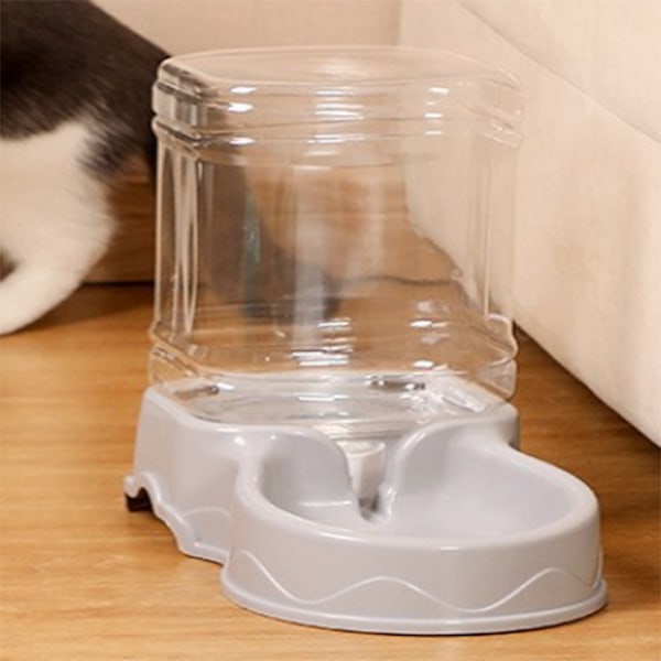 Automatisk matare för husdjur, dricksskål för katt, stor kapacitet hundskål, 3,8-liters kombination, matförvaringshink, husdjurstillbehör Grey water No,