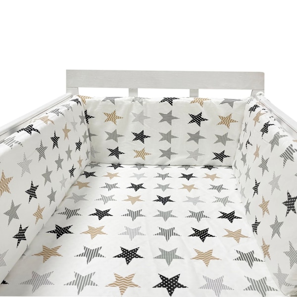 Nordic Star spjälsäng, tjock stötfångare, blixtlåsförsedd design, endelssäng, skyddspad för spjälsäng, 200x30 cm kudde 11 Starry Sky No,
