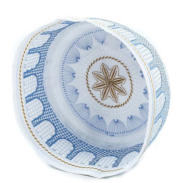 Islamisk broderad arabisk muslimsk huvudduk, bönehatt, muslimsk hatt yellow No,