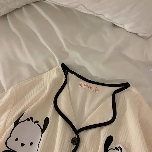 Sanrioed - Barnens 2-delade Kawaii Pyjamas Set, Mjuk Bomullströja, Byxor, Cartoon Heminredning, Kuromi Pochacco Anime, Charmig och Elegant Present C 40-50 kilograms