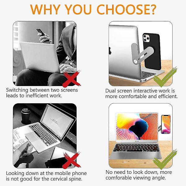 Laptopstativ, justerbart sidoklämma för bärbar dator, stativ för datorskärm, hopfällbart stativ för smartphone. Skriv ut. No, No,