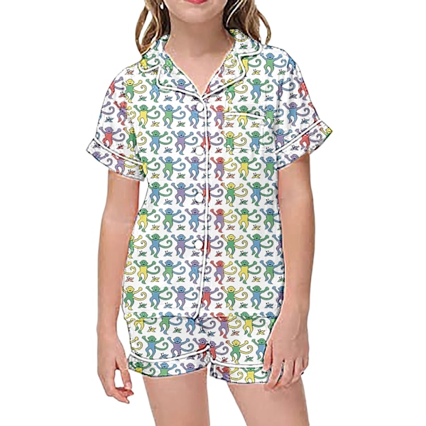 Barnens kanintryck pyjamas set, kortärmad T-shirt och shorts, 2 pyjamas A-Purple 2-3 years