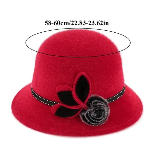Vintage blommig bågmössa, ullmössa, kupolmössa, höst- och vintermössa black No,