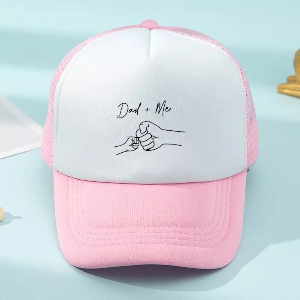 Retro DAD+ME basebollkeps, andningsbar justerbar broderad mesh solhatt, hiphop solhatt, trendig Pink and white No,
