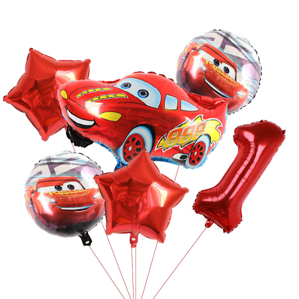 Animation Car Series Aluminium Ballong 6st Blixten McQueen Barnkalas Dekoration Barnleksak Present 2022118M03-5 No,