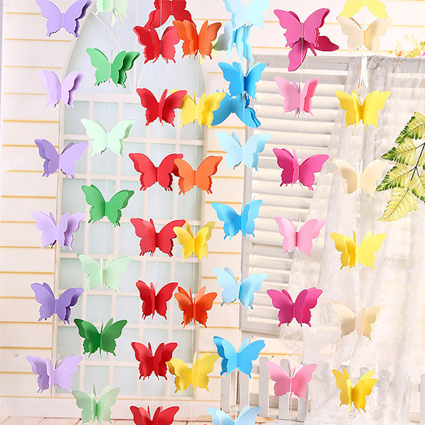 Dekoration för vardagsrum 3D-hänge pappersblomma krans, bröllop fjäril affisch, födelsedagsfest, romantisk, DIY, 2M green No,