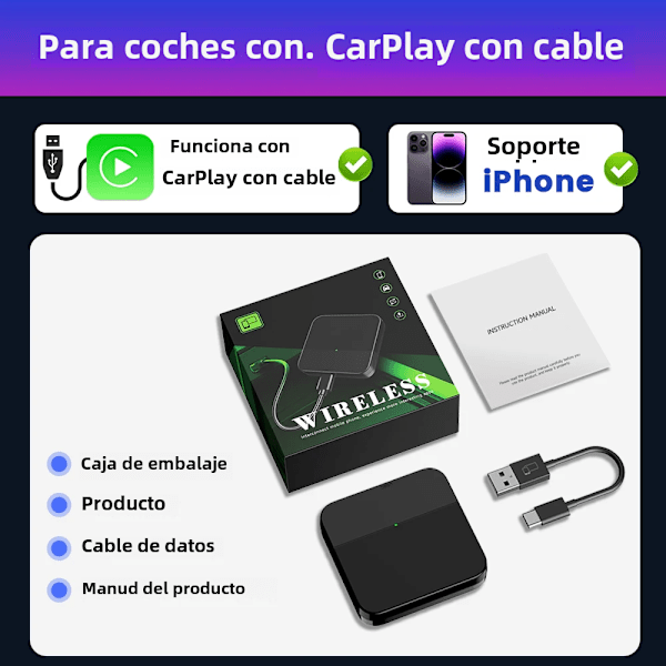 Carlinkit bärbar trådlös parkeringsadapter, mini smartbox, plug and play, WiFi, snabb automatisk anslutning, onlineuppdateringar Mini 3-3 No,