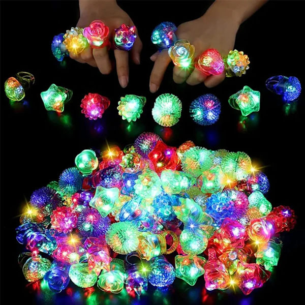 Hår finger LED-ljus, fingerblixt, nattmarknadsleksaker, barns blixt, mjuk gummiring, mjuk gummiring 6 pieces 1 6 pieces