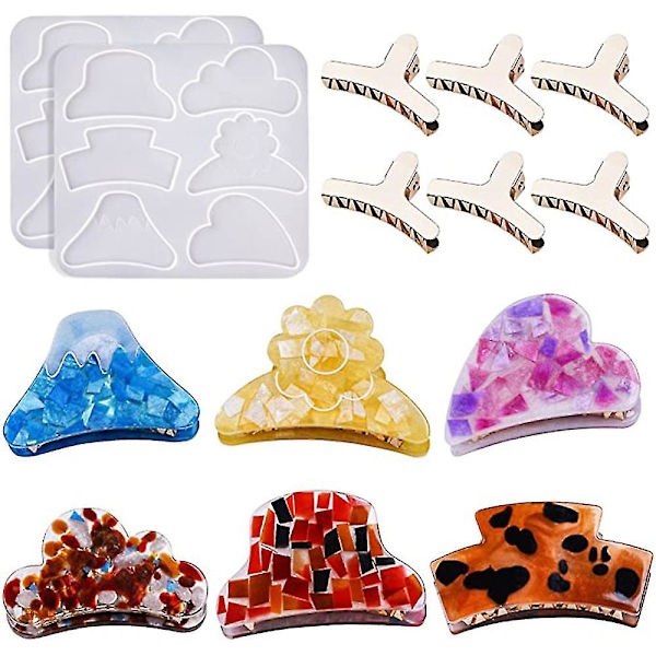 Silikonform, 2 små hårklämmor, 6 metallhårklämmor epoxihartsformar, DIY JEWE No, No,