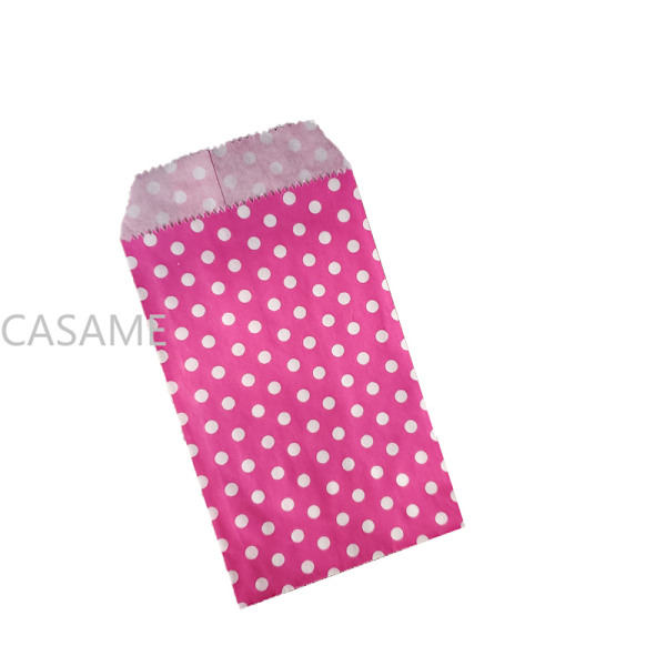 50 små påsar, mini prickar kraftpapperspåsar, bröllopsfest inbjudningskort, presentpåsar Hot Pink Dot No,