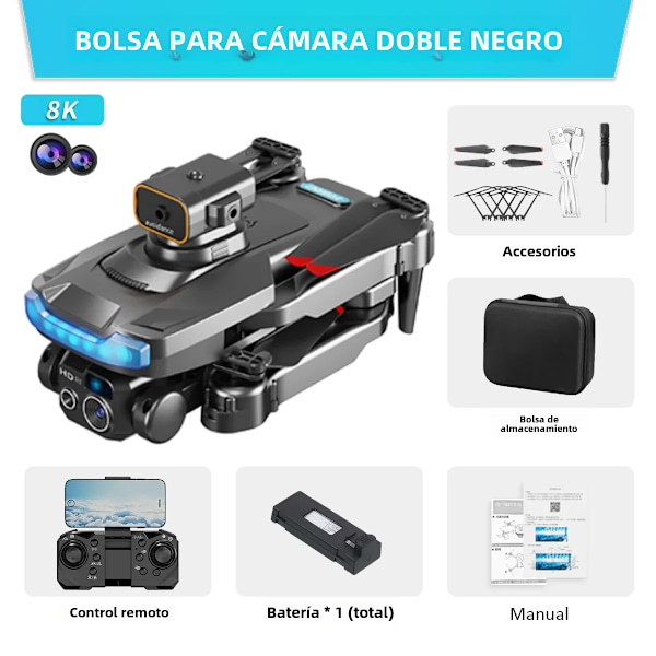 Xiaomi Mini Drone P15 Pro, 8K, 4K HD Professionell Kamera, Hindernisvermeidung, Luftaufnahmen, 5G, 10KM, Faltbares Vierrad-Auto, Spielzeug Black-DC-8K-1B No,