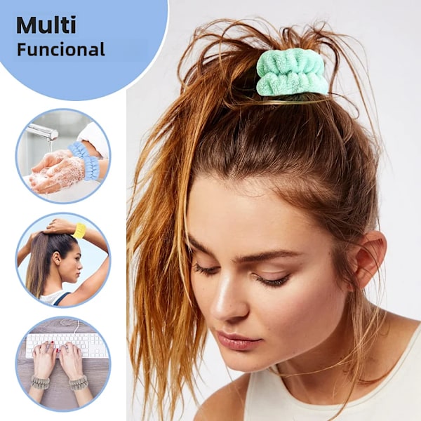 Tvätta handleder med mjuka mikrofiberband, ansiktshandledsskydd, absorberande, fuktbeständiga White Blue No,