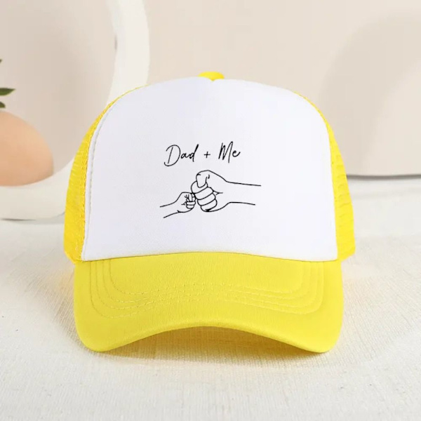 Retro DAD+ME basebollkeps, andningsbar justerbar broderad mesh solhatt, hiphop solhatt, trendig Yellow and white No,