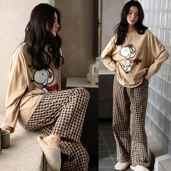 Minio Snoopy damkläder, långärmad tecknad nattskjorta, är ett idealiskt val för födelsedagspresenter, vår och höst Snoopy XXL Company